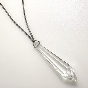 Vintage Crystal Prism Faceted Hexagonal French Cut Chandelier Pendant Necklace